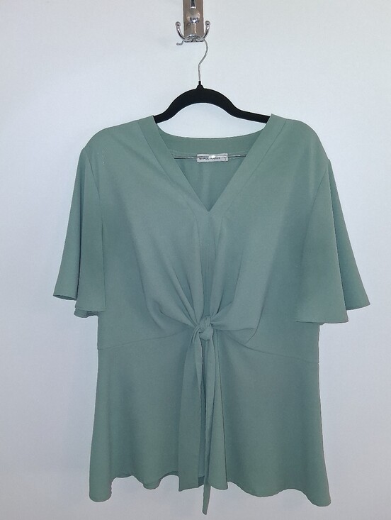 Grace Karin Tops - Grace Karin Elegant Women's Top | V-Neck Tie Front Blouse | Size 2XL | Green